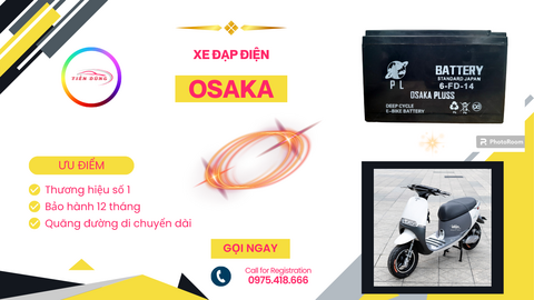 ẮC QUY DÀNH CHO XE ĐẠP ĐIỆN OSAKA 12V - 14 AH ( 4 BÌNH ẮC QUY BÉ )